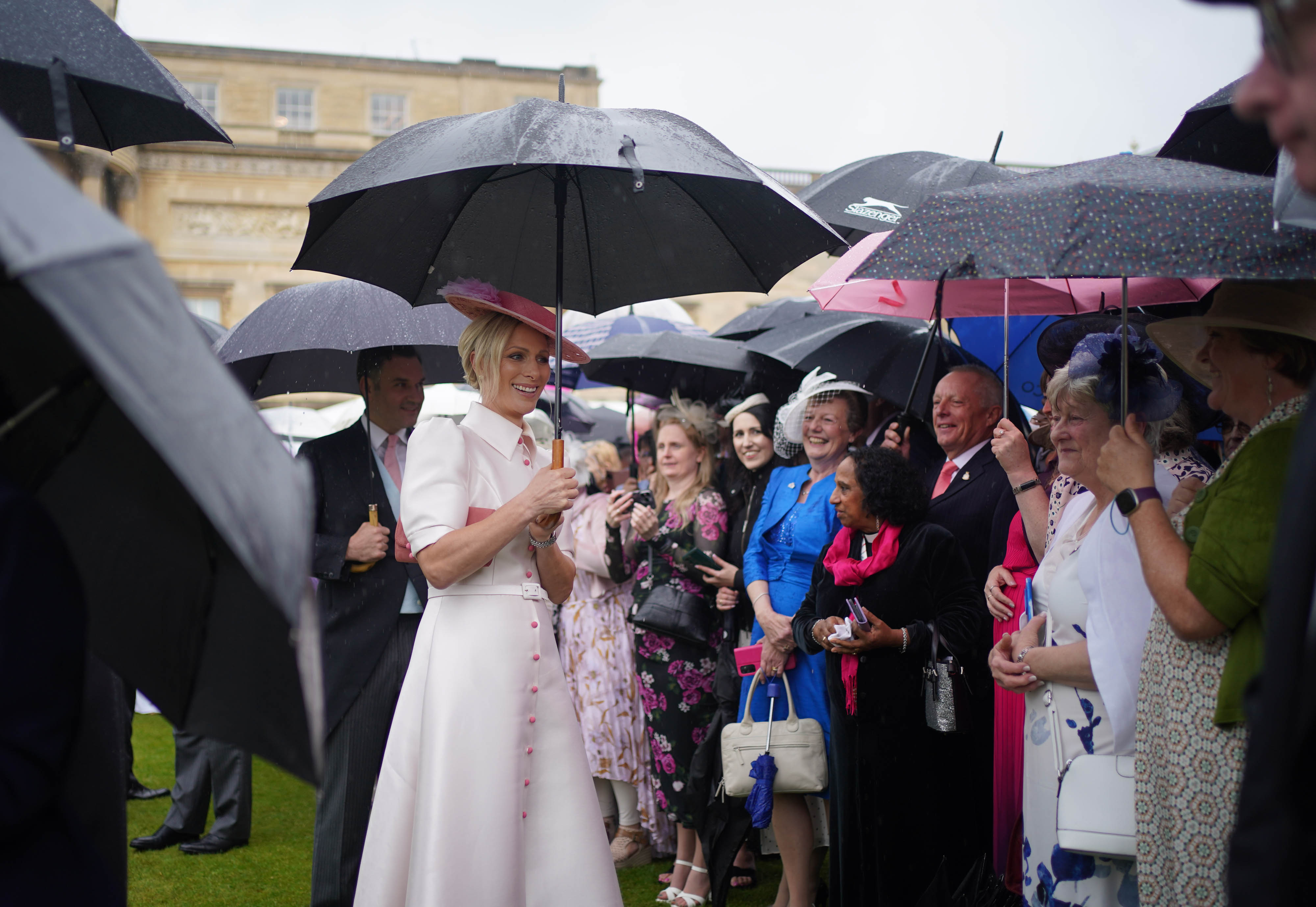 Zara Tindall meets the guests at the Sovereign's Garden Party  on May 21, 2024, in London, England. | Source: Getty Images