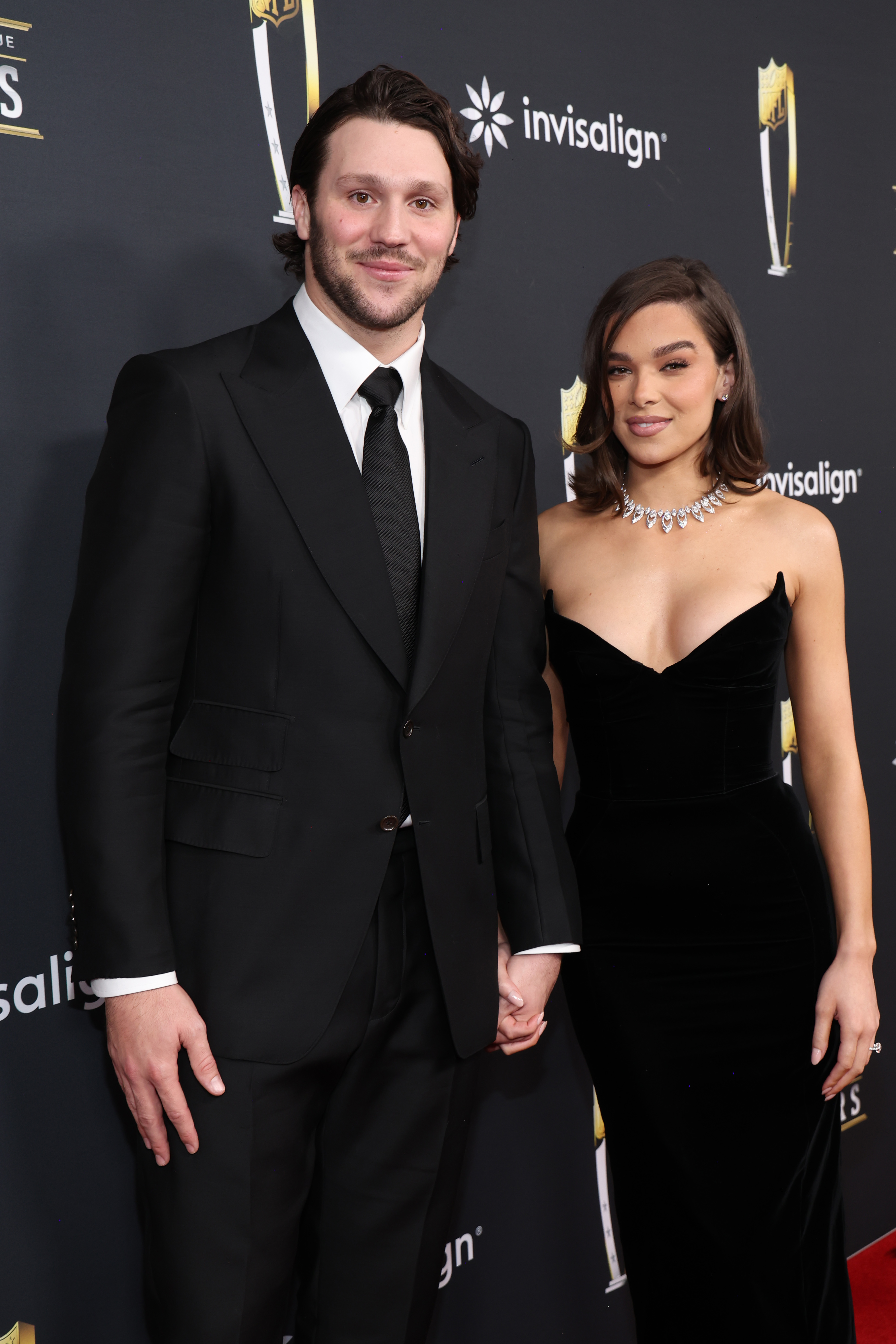 Josh Allen and Hailee Steinfeld attend the 14th Annual NFL Honors in New Orleans on February 6, 2025 | Source: Getty Images