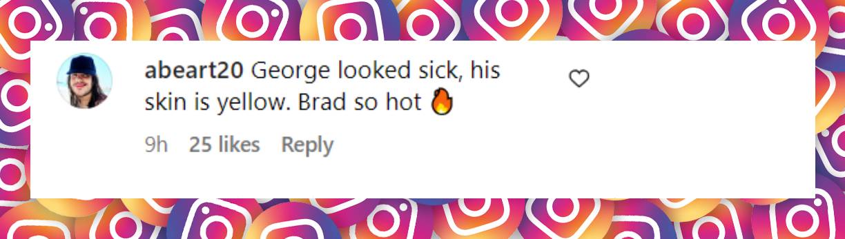 User comment about George Clooney's appearance at the "Wolfs" premiere | Source: Instagram/justjared