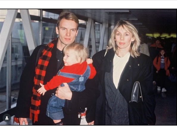Sting and Trudie Styler with their child from a post dated March 28, 2025. | Source: Instagram/trudiestyler
