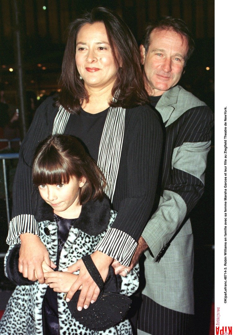 Robin Williams, his wife, Marsha Garces, and his daughter. | Source: Getty Images