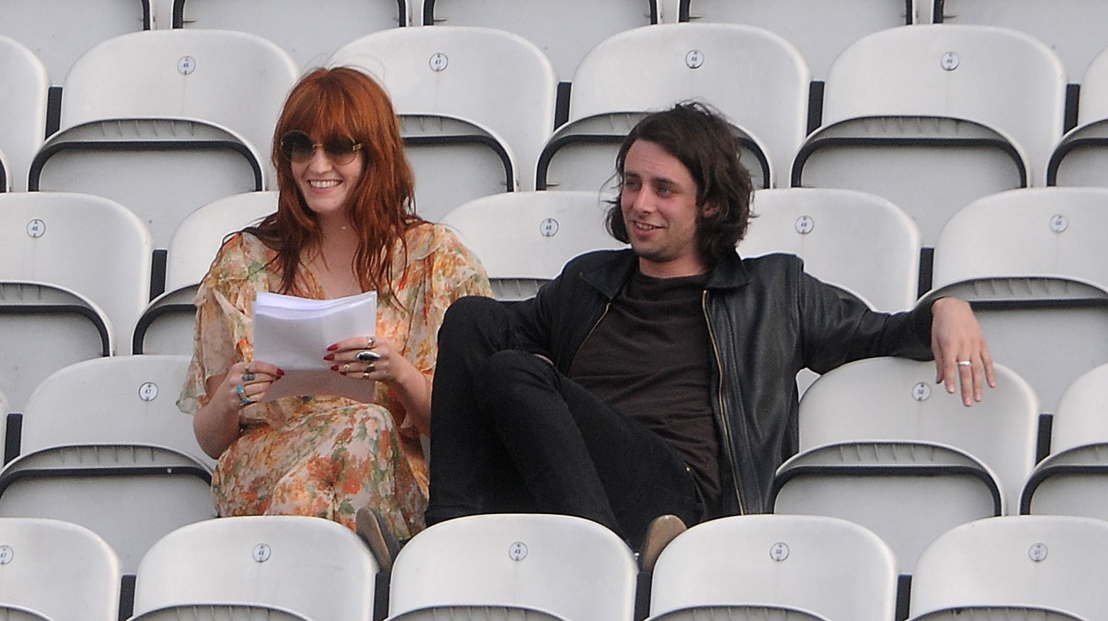Florence Welch and Felix White at the cricket game between Surrey and Sussex on April 25, 2013, in London | Source: Getty Images