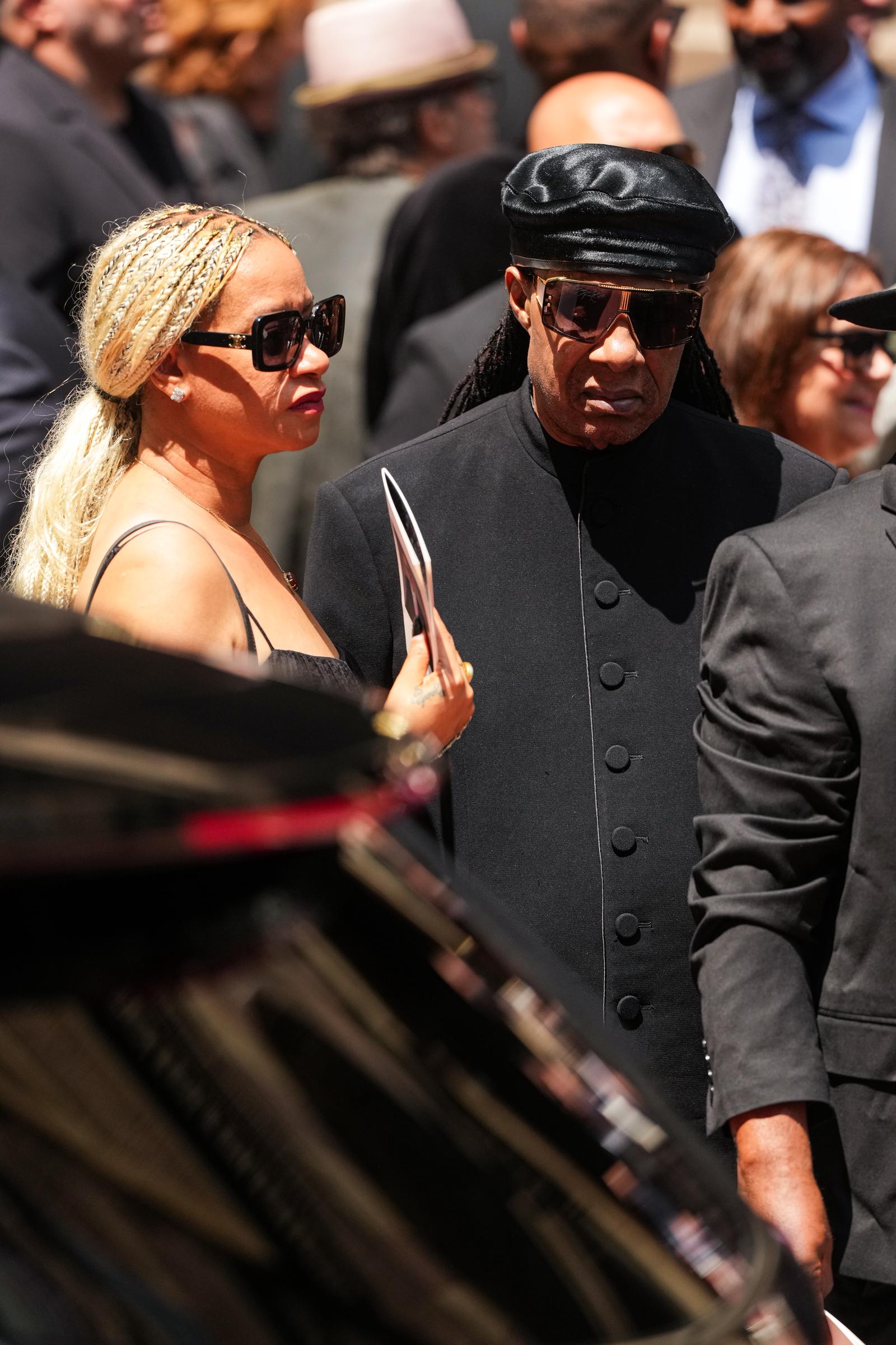 Stevie Wonder and Tomeeka Robyn Bracy, were among the many music stars who gathered to honor Clive Davis in New York City. | Source: Getty Images