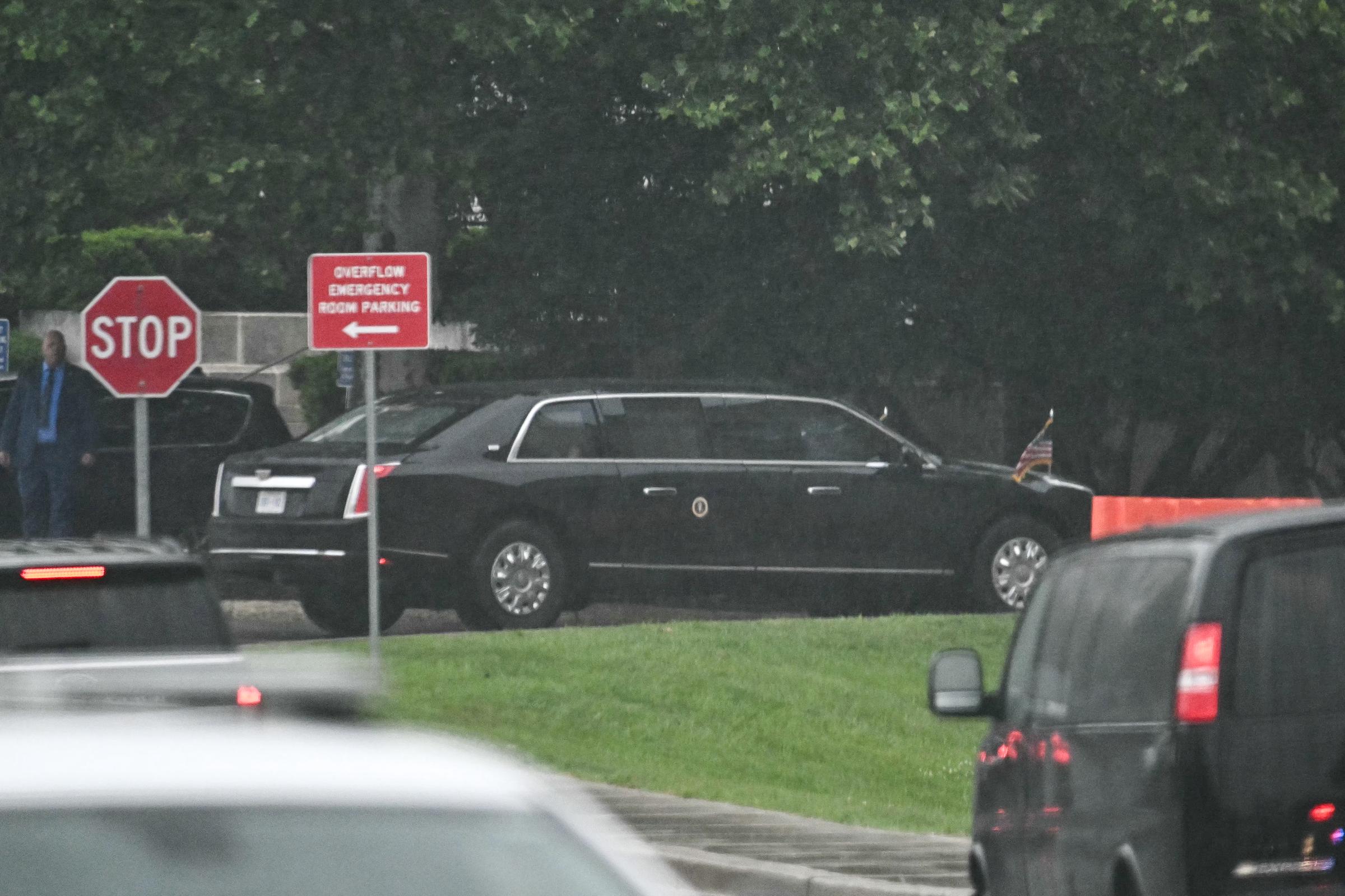 President Donald Trump's motorcade arrives at Walter Reed National Military Medical Center in Bethesda, Maryland, on May 26, 2026 | Source: Getty Images