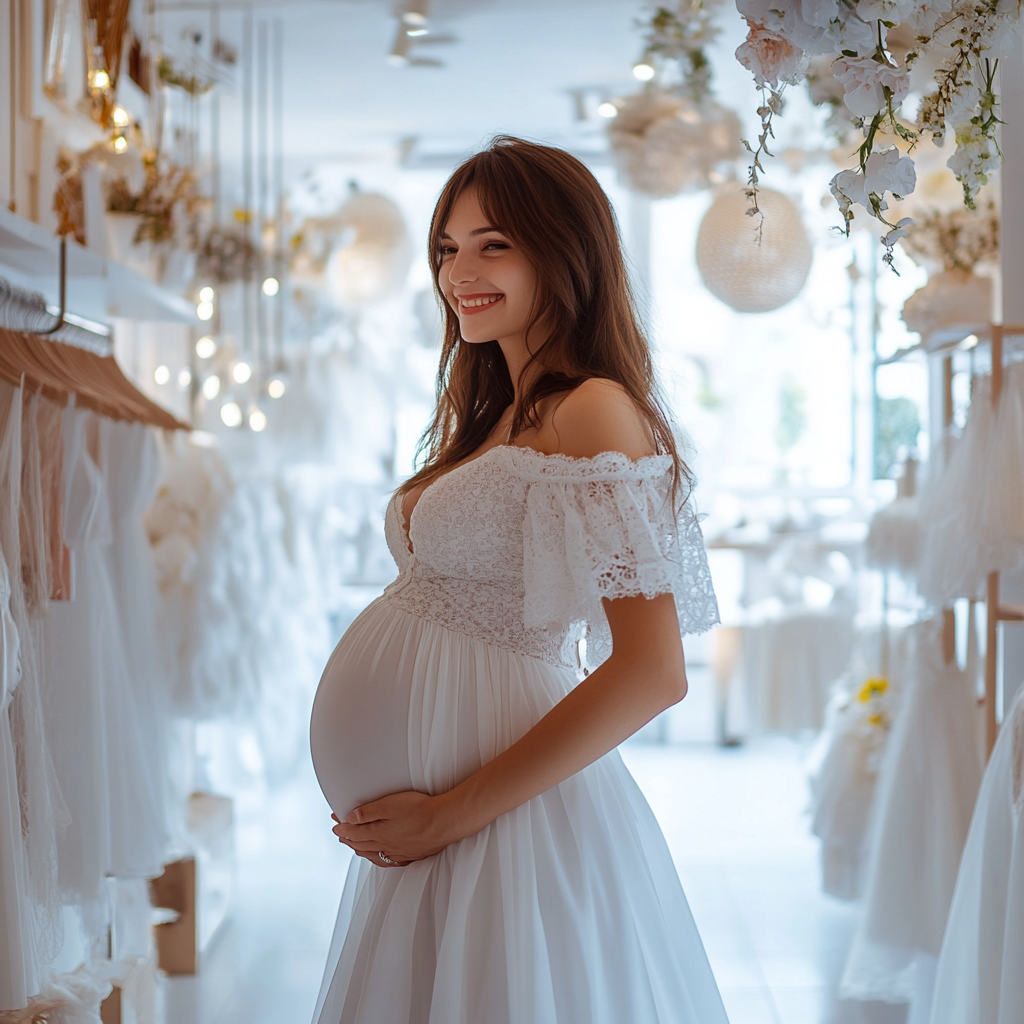 Happy Anna in her new wedding dress | Source: Midjourney