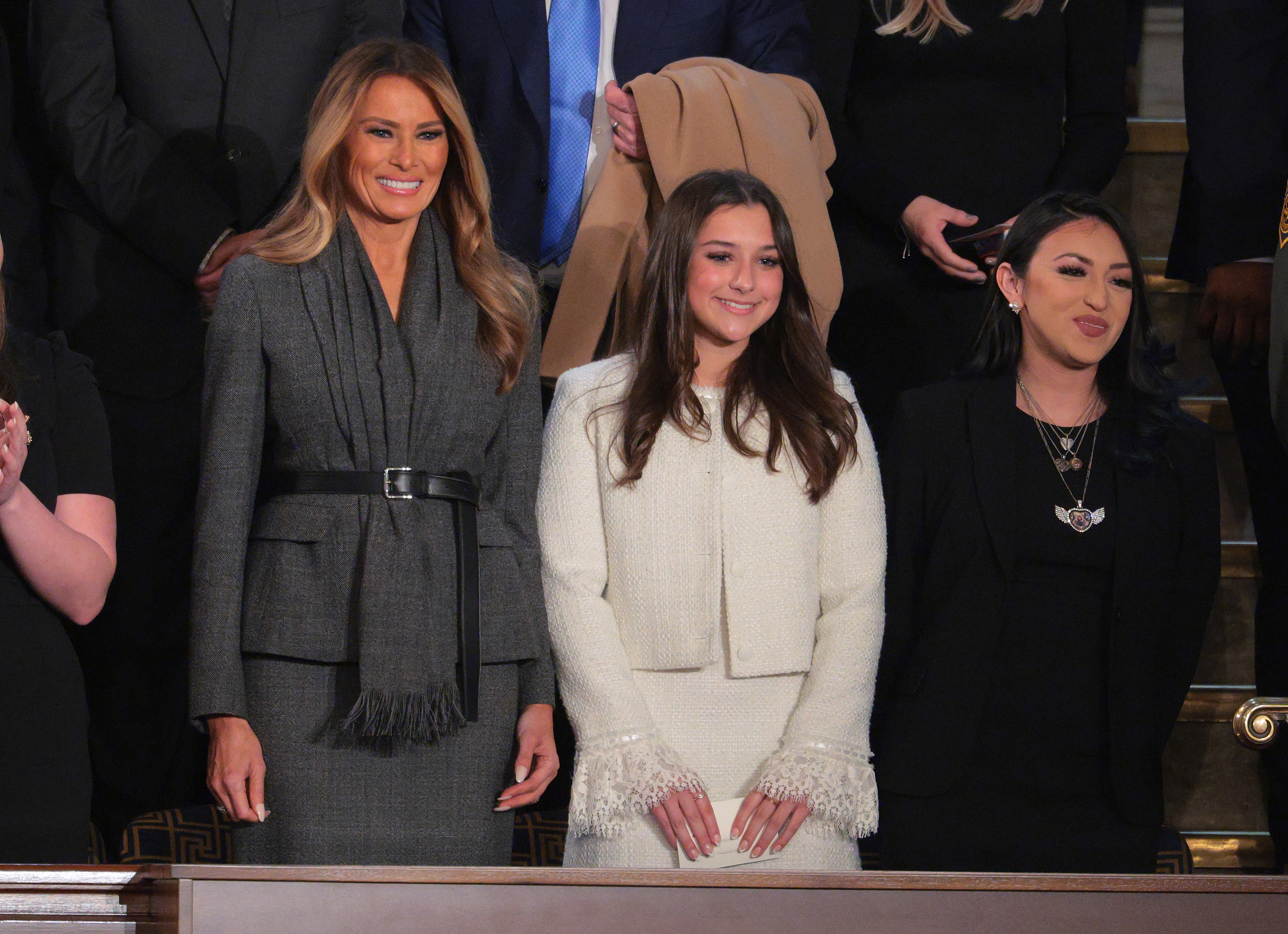 Melania Trump, Elliston Berry, and Alexis Nungaray attend Donald Trump's address to a joint session of Congress at the US Capitol in Washington, DC, on March 4, 2025 | Source: Getty Images