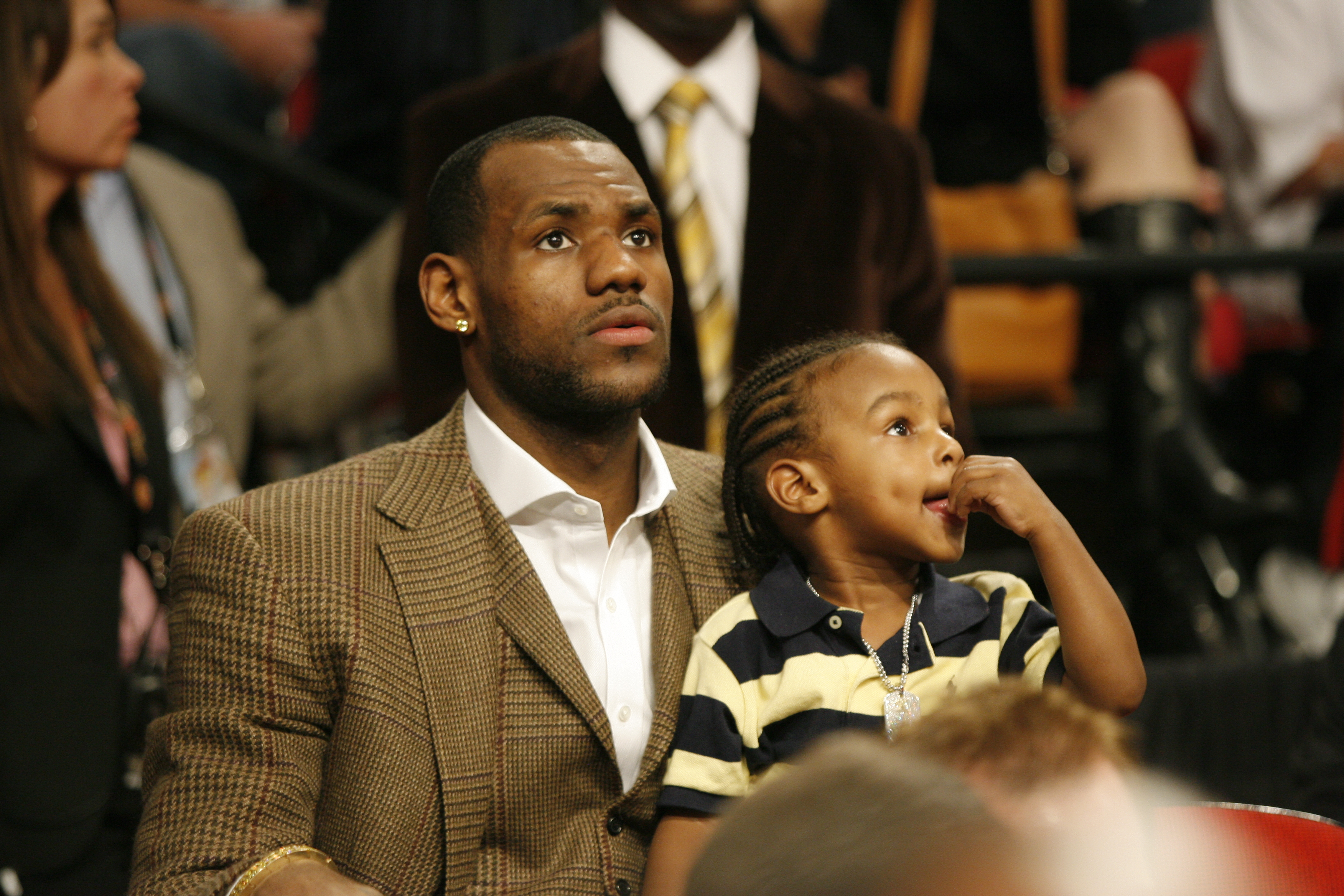LeBron James and his young namesake son attends All-Star Saturday night as part 2007 NBA All-Star Weekend on February 17, 2007, at Thomas & Mack Center in Las Vegas, Nevada | Source: Jeff Bottari/NBAE via Getty Images