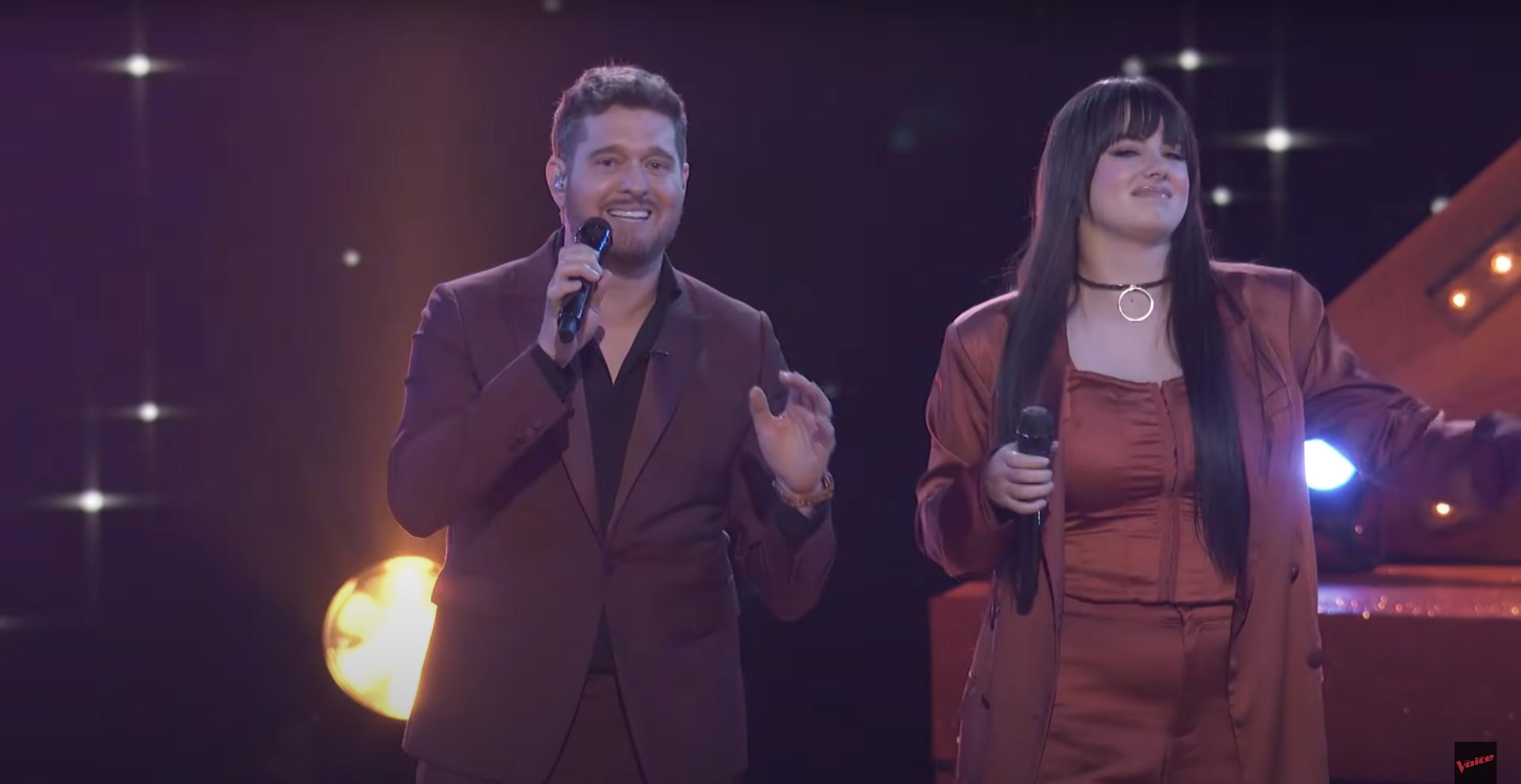 Michael Bublé and Jadyn Cree performing, from a post dated May 21, 2025 | Source: Youtube/@nbcthevoice