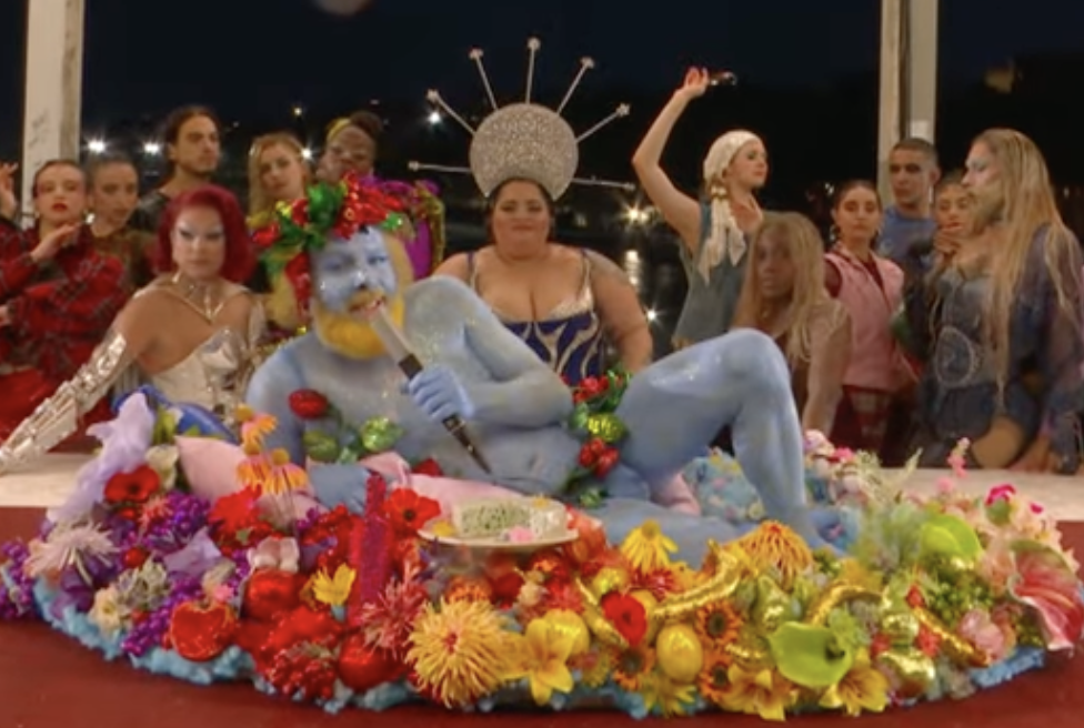 The "Last Supper" scene at the Paris 2024 Historic Olympic Opening Ceremony, from a YouTube video dated, July 27, 2024. | Source: Youtube/@eurosport