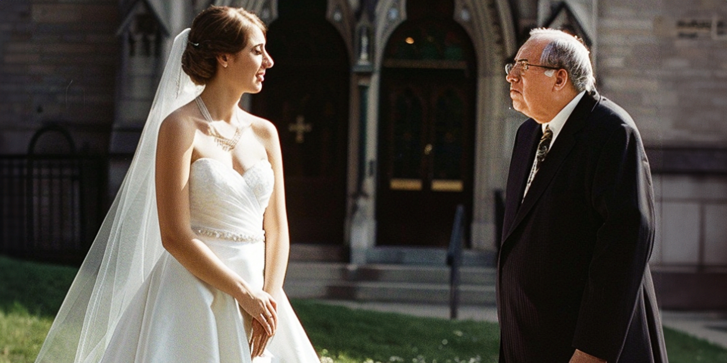 An older man looking at a bride | Source: Amomama