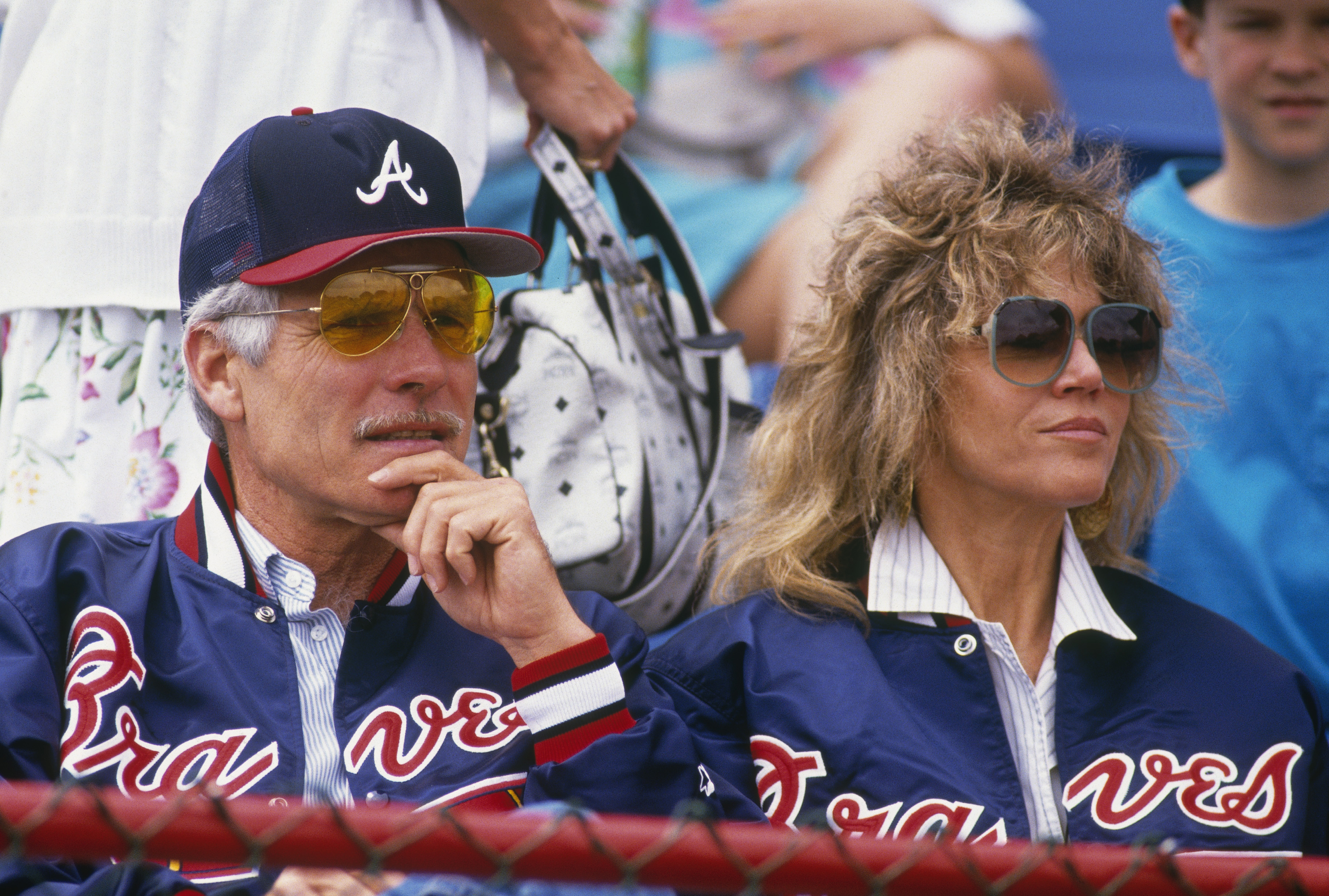 Ted Turner and Jane Fonda attend an Atlanta Braves game during the 1991 MLB season | Source: Getty Images