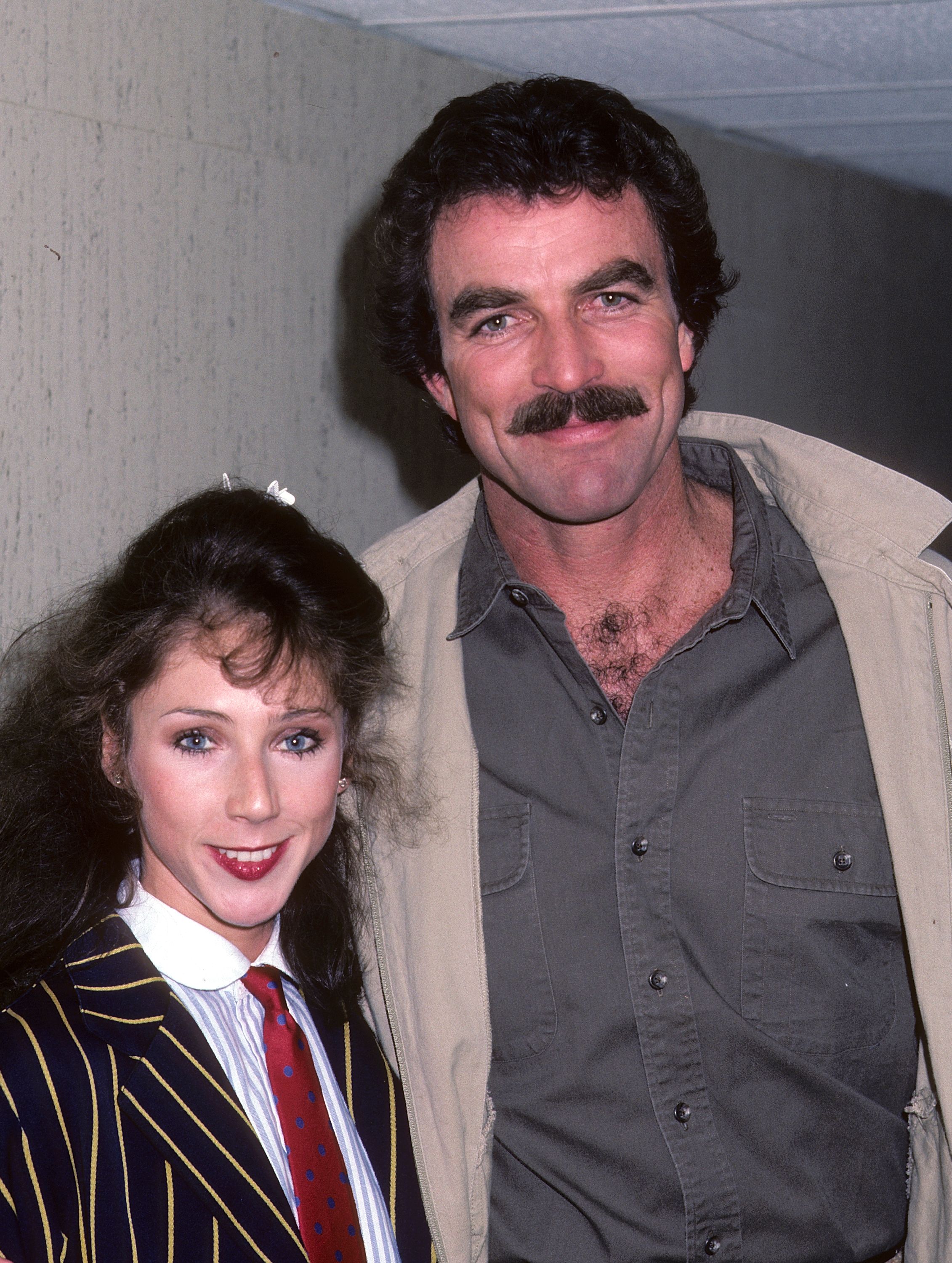 Tom Selleck and Jillie Mack during the "Late Night with David Letterman" on May 23, 1985 at Studio 6A, NBC Studios, 30 Rockefeller Plaza in New York City. | Source: Getty Images