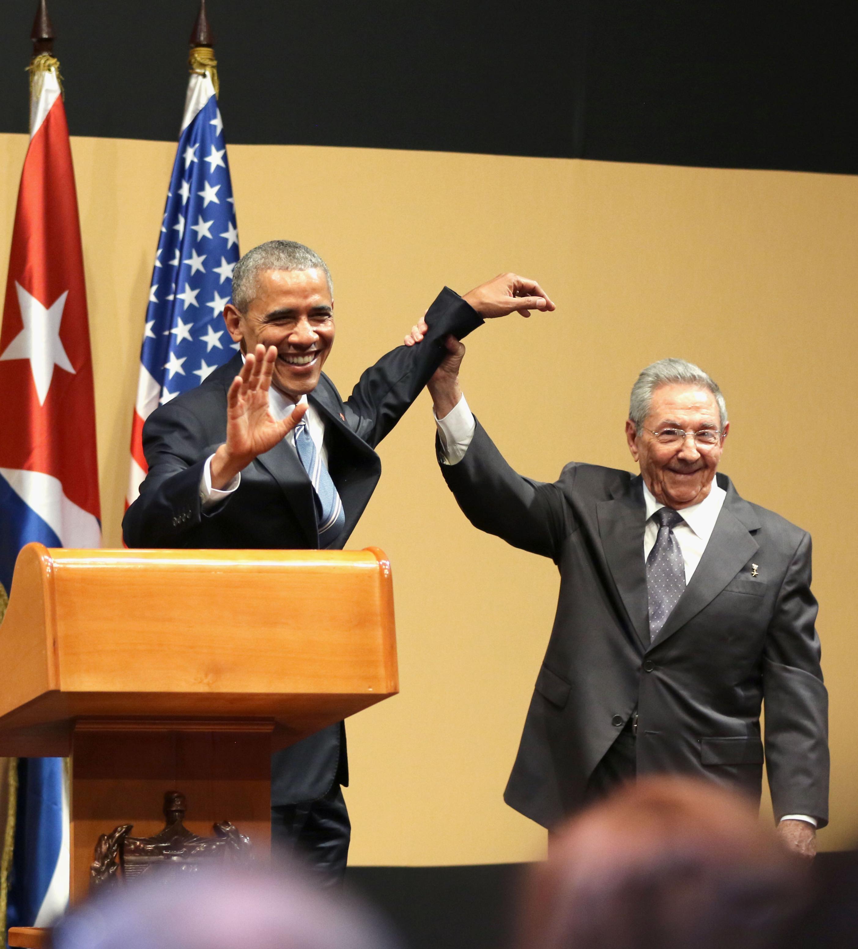 Former US President Barack Obama and former Cuban President Raul Castro during the historic Cuba visit on March 21, 2016, in Havana | Source: Getty Images