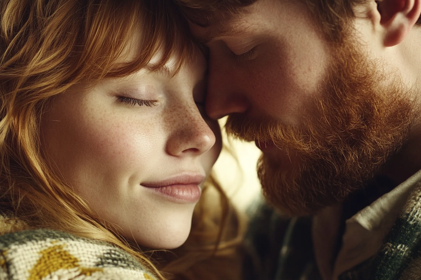 A couple shares a tender moment | Source: Midjourney