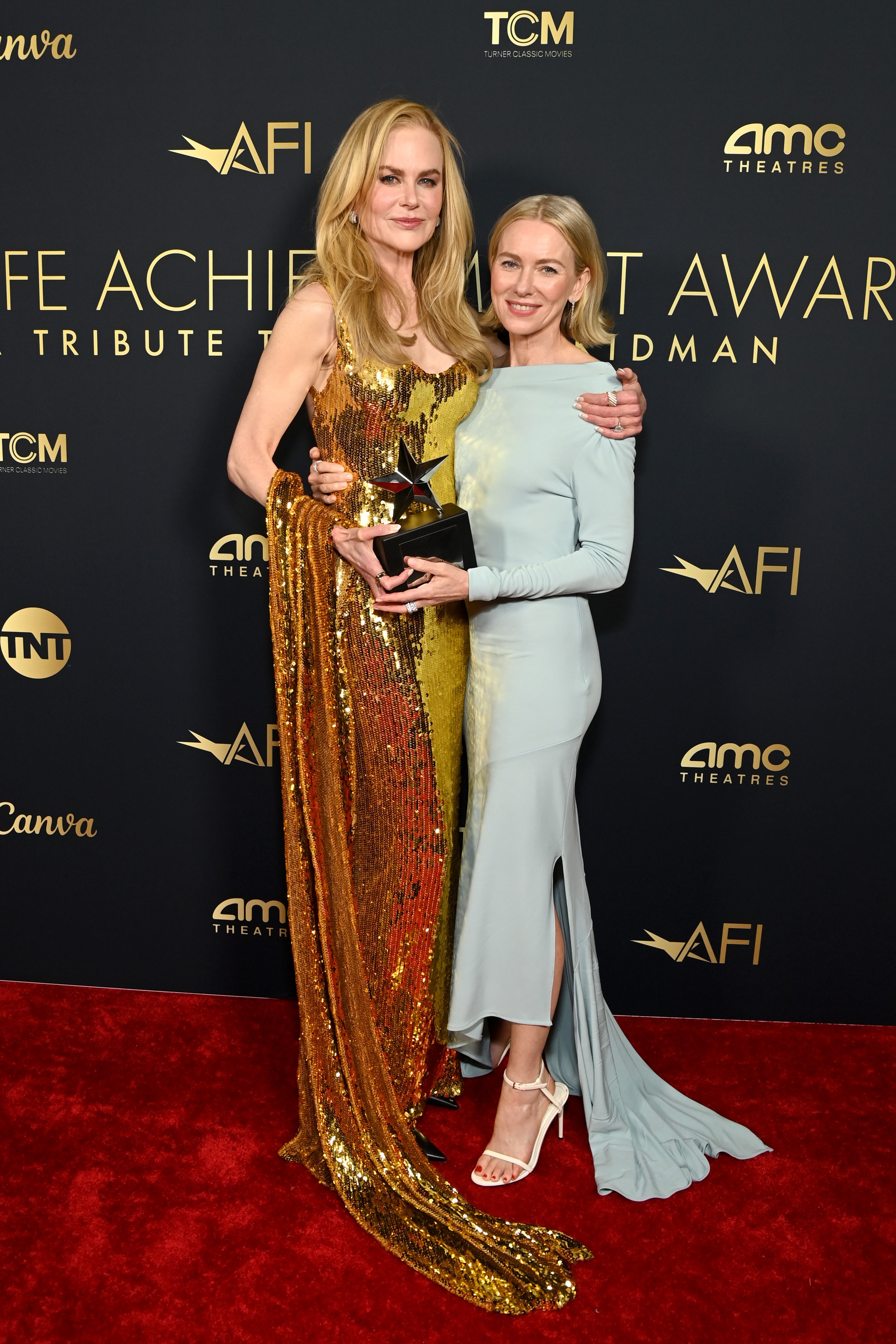 Nicole Kidman and Naomi Watts attend the 49th AFI Life Achievement Award: A Tribute To Nicole Kidman in Los Angeles, California, on April 27, 2024. | Source: Getty Images