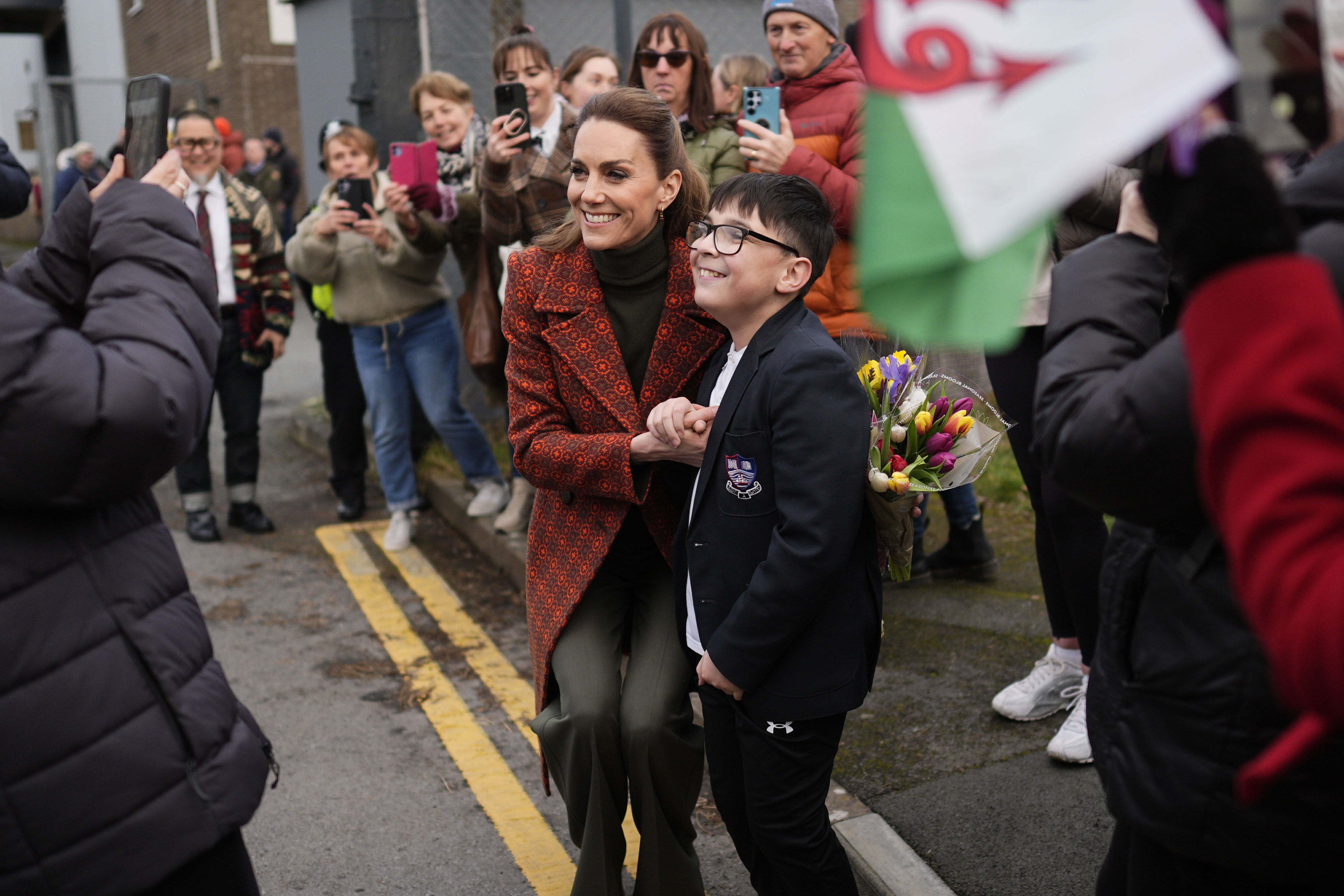 Catherine, Princess of Wales meets wellwishers during a visit to Hiut Denim, a family-owned company designing and manufacturing premium jeans entirely in the UK, on 3 February 2026 in Cardigan, Wales. | Source: Getty Images