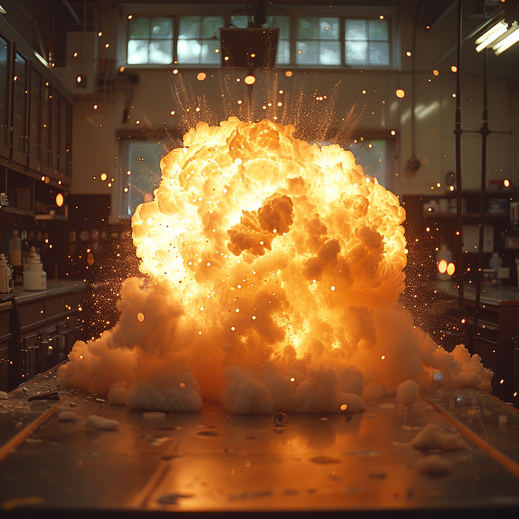Explosion in the lab | Source: Midjourney