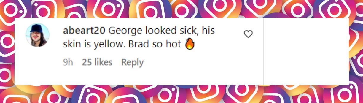 User comment about George Clooney's appearance at the "Wolfs" premiere | Source: Instagram/justjared