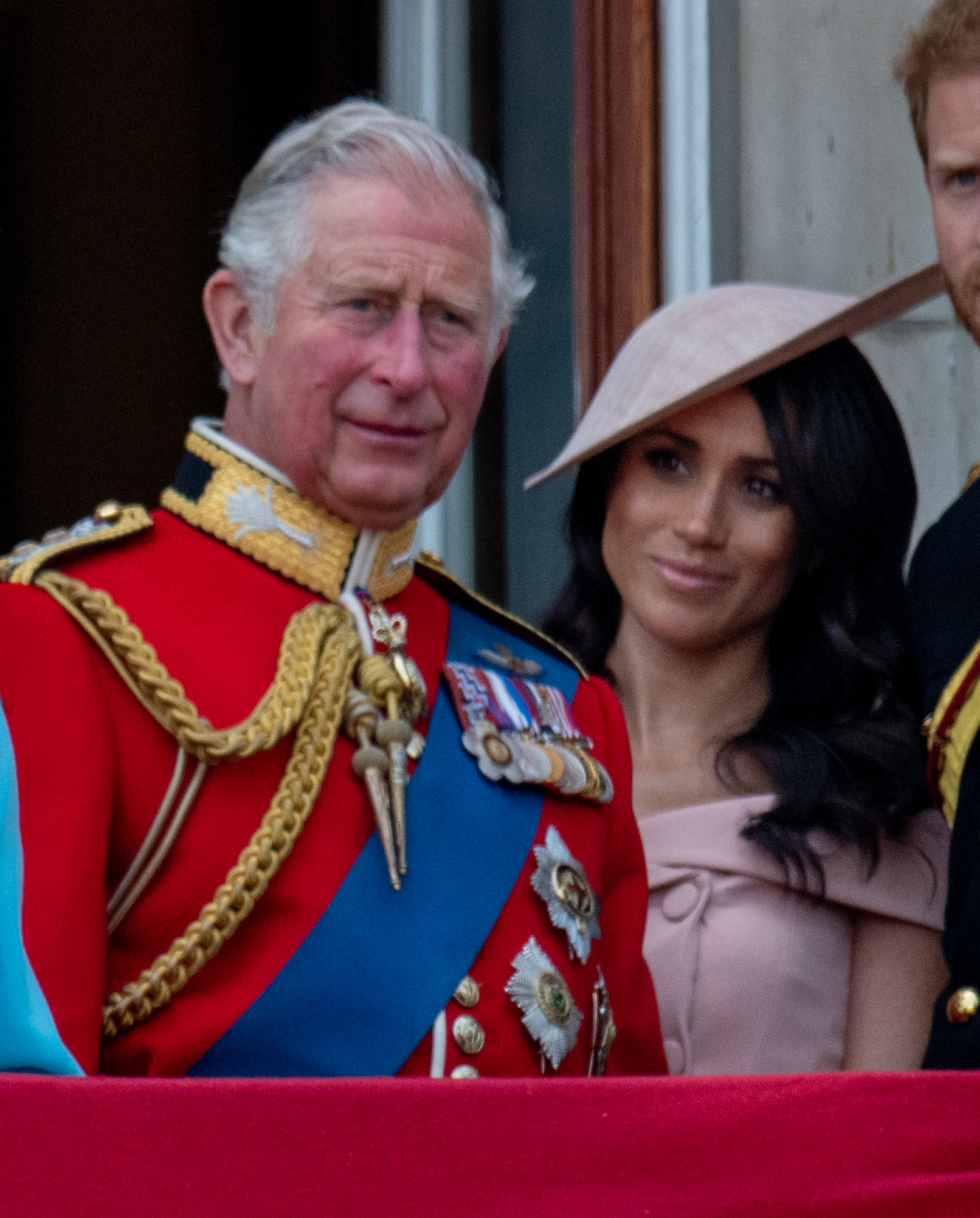 King Charles and Meghan, Duchess of Sussex during Trooping The Colour 2018 on June 9, 2018 in Windsor, England | Source: Getty Images