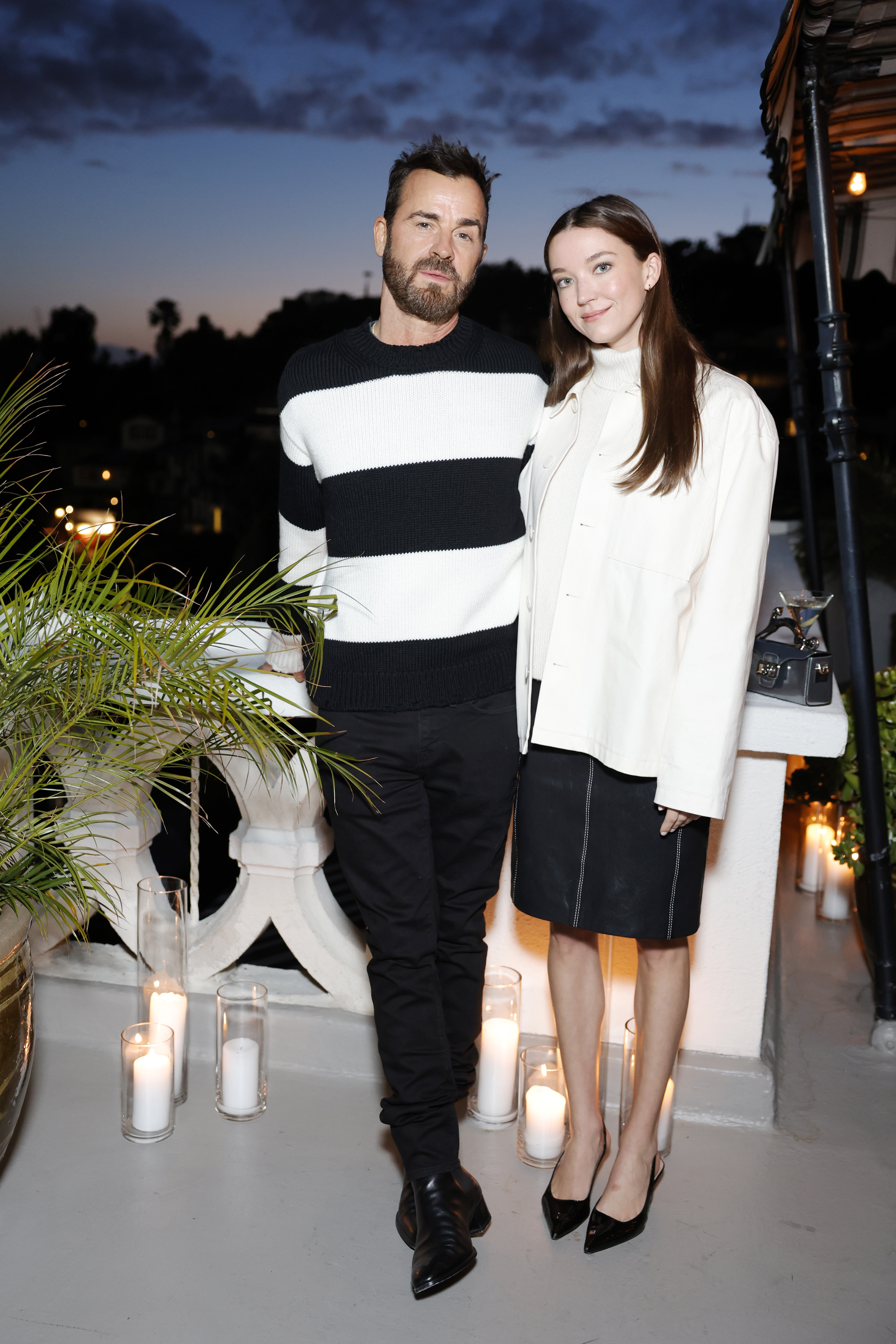 Justin Theroux and Nicole Brydon Bloom at the FRAME & Amelia Gray dinner on April 4, 2024, in Los Angeles, California | Source: Getty Images