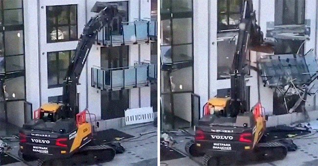 Excavator destroying a building | Photo: Twitter / RebeccaRambar