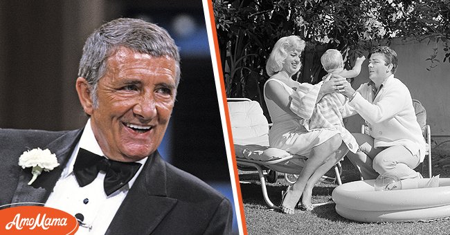 Richard Dawson on "Family Feud" on October 18, 1983, and he with Diana Dors and their son, Mark, at home on September 20, 1960. | Source: ABC Photo Archives/Disney General Entertainment Content & CBS/Getty Images