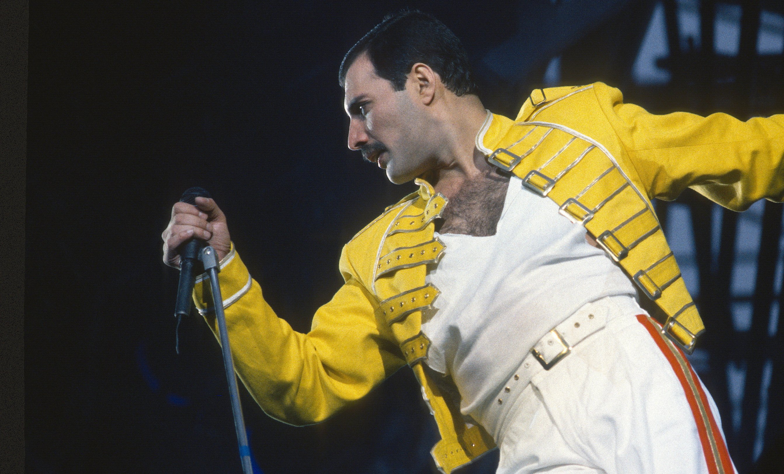 Freddie Mercury of the rock group Queen perfumes at a concert on January 01, 1986 in London, England. | Photo: GettyImages