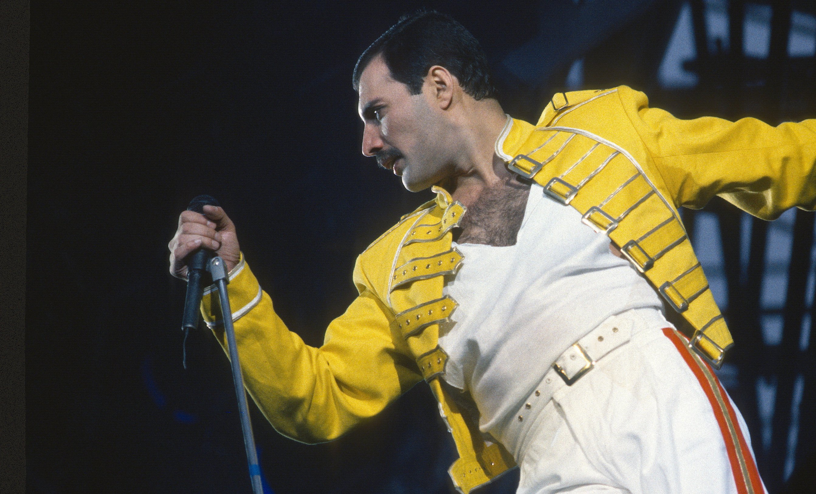 Freddie Mercury performing at a concert in London, England. | Photo: Getty Images