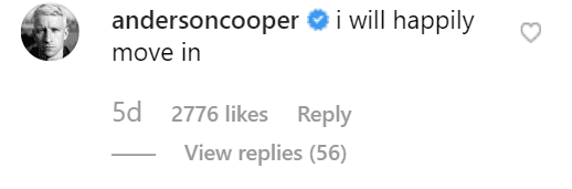 CNN host Anderson Cooper comments on Kelly Ripa's Instagram post. | Source: Instagram/kellyripa