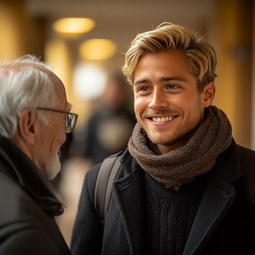 An arrogant man talks to his elderly neighbor | Source: Midjourney