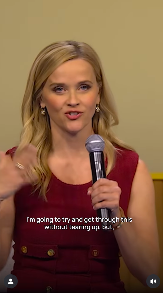 Reese Witherspoon recalling her memories of Diane Keaton while getting emotional at an event, posted on October 11, 2025. | Source: Instagram/reesewitherspoon