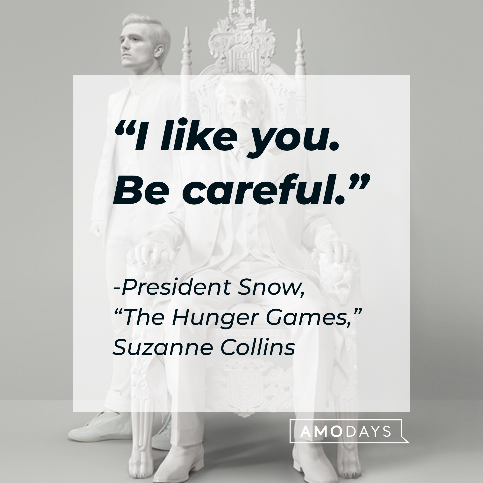 Carvings of President Snow and Peeta Mellark, with Snow’s quote from Suzanne Collins’ “Hunger Games,”: “I like you. Be careful.” | Source: facebook.com/TheHungerGamesMovie