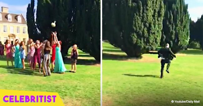 Man runs away after girlfriend catches bridal bouquet in viral video 