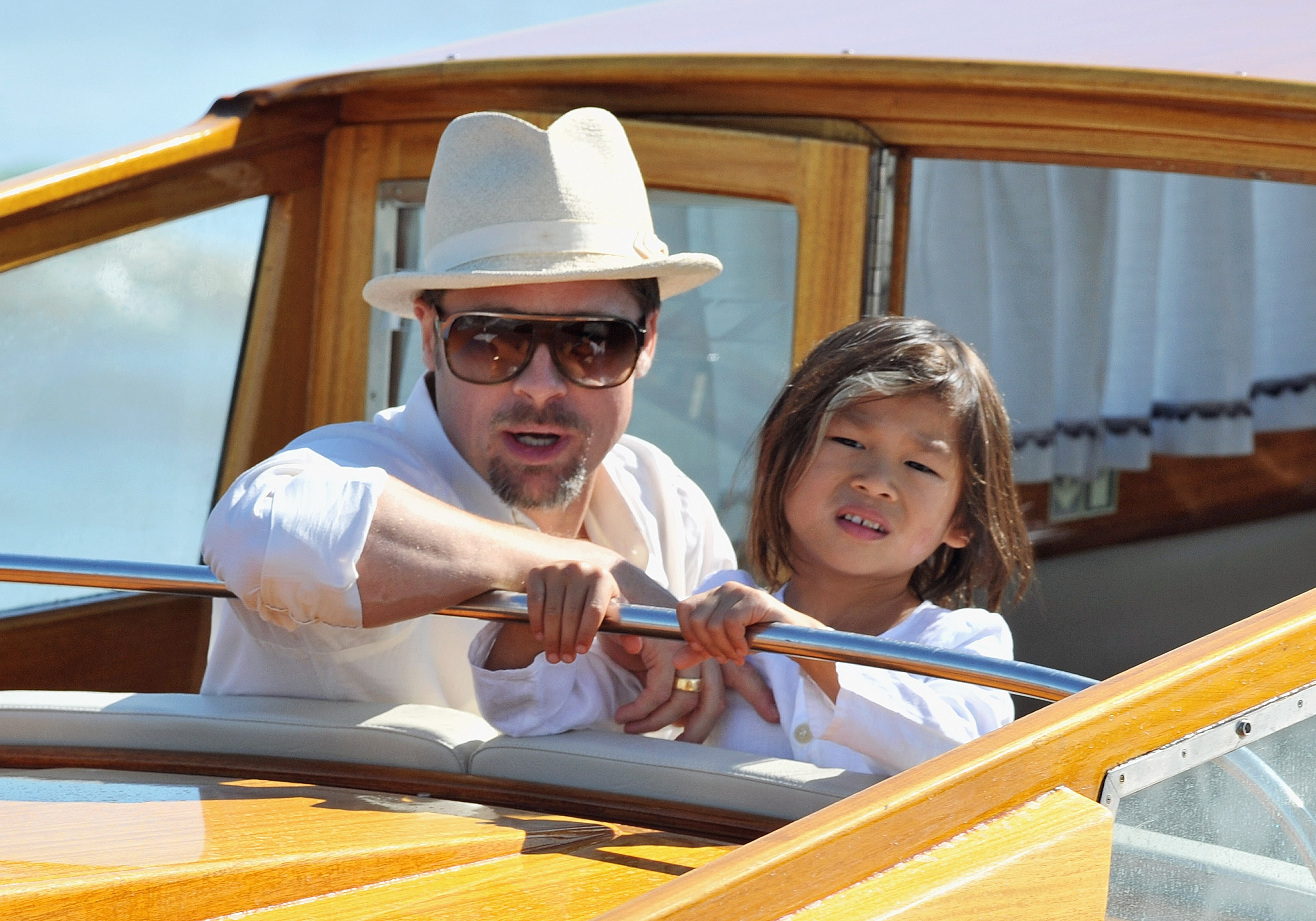 Brad Pitt and son Pax Thien Jolie-Pitt on August 26, 2008 in Venice Italy. | Source: Getty Images