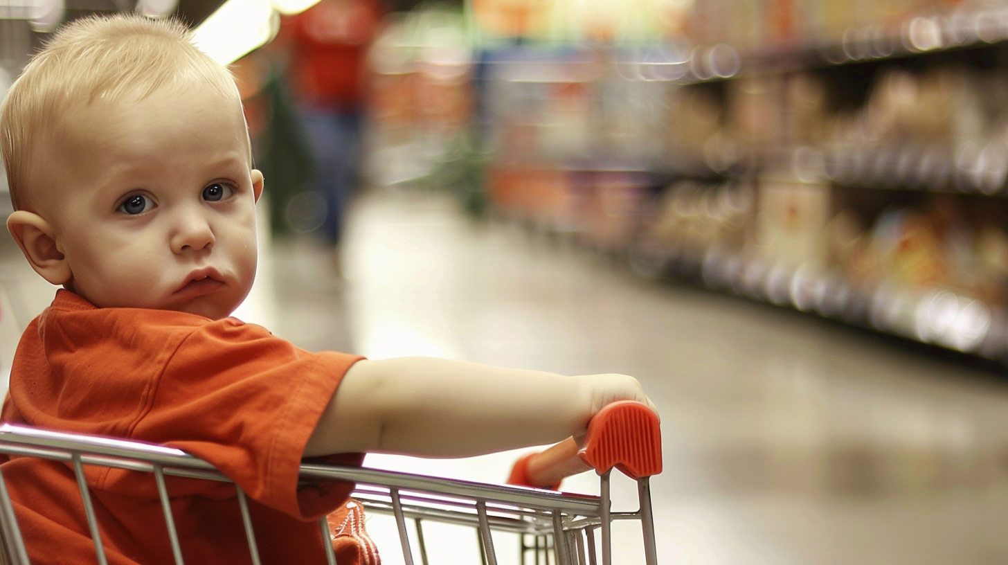 A boy in a shopping cart | Source: Midjourney