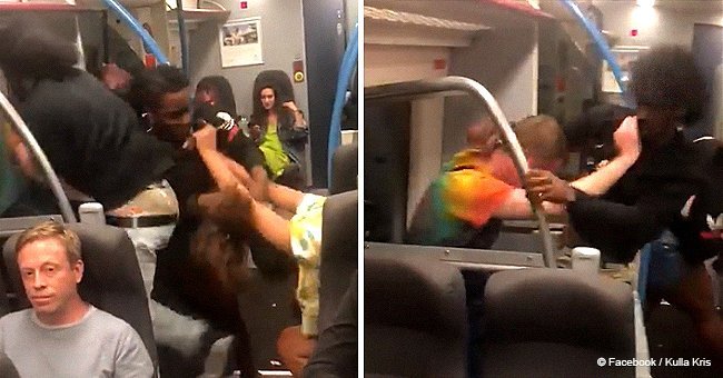 Woman brutally kicks passenger in the face in huge train brawl