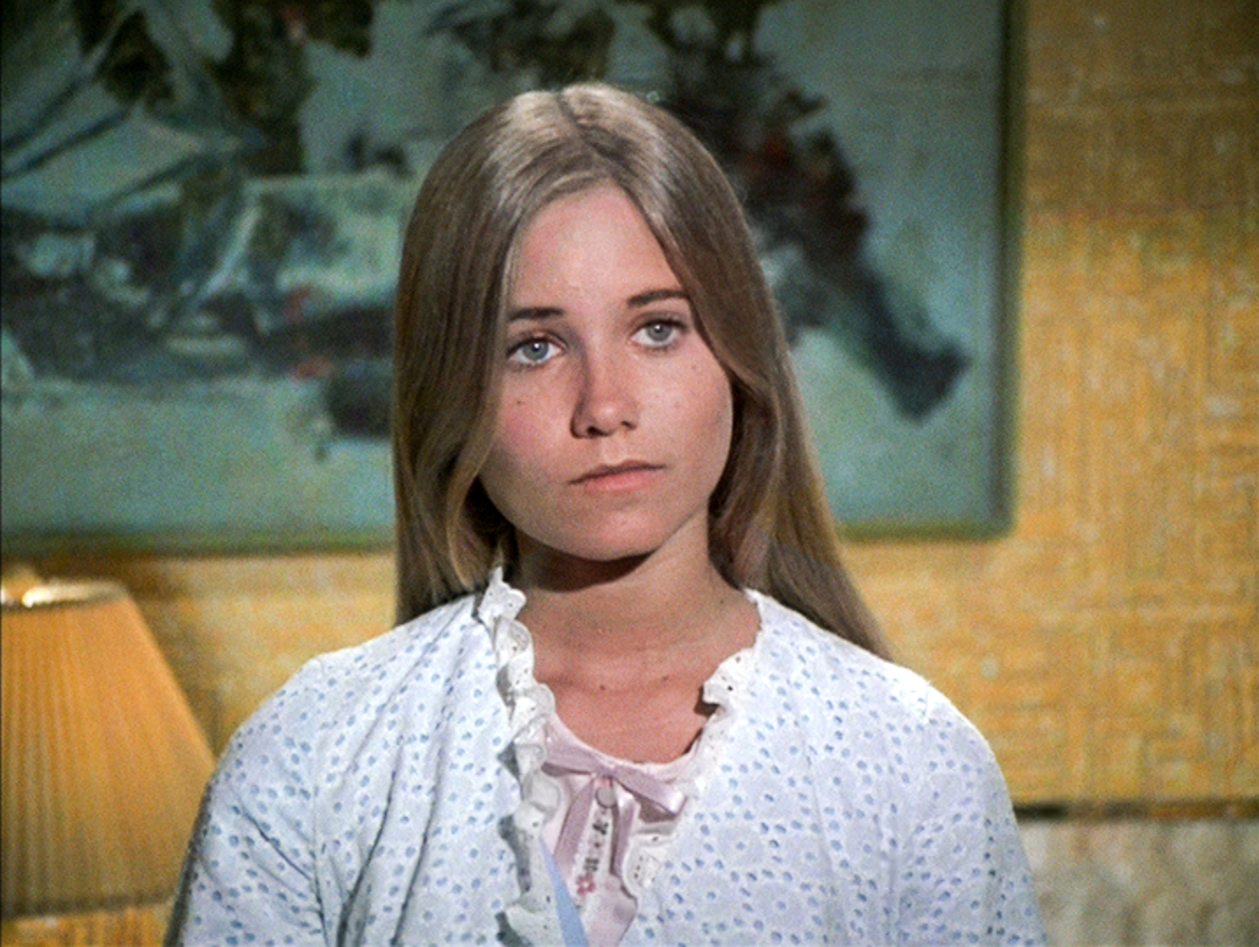 Maureen McCormick as Marcia Brady in the "Pass The Tabu" episode of "The Brady Bunch" in Los Angeles, 1972 | Source: Getty Images