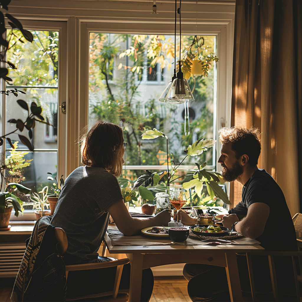 A couple eating together | Source: Midjourney