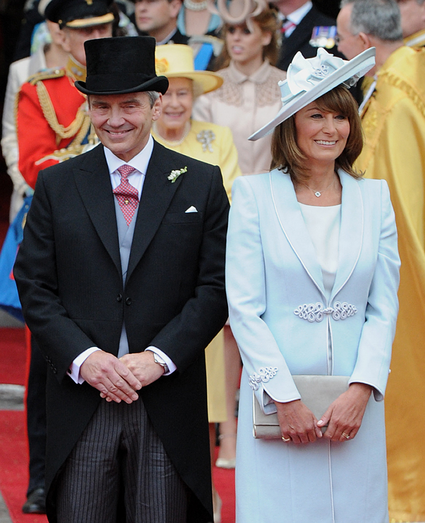 Michael and Carole Middleton come out of Westminster Abbey in London, following the wedding ceremony of Britain's Prince William and their daughter, on April 29, 2011. | Source: Getty Images