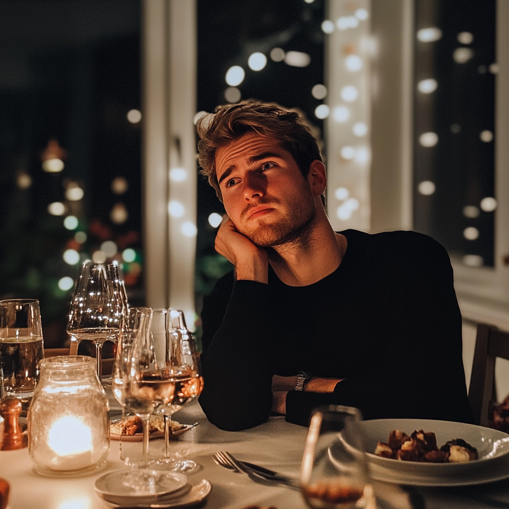 A man sitting at a table | Source: Midjourney