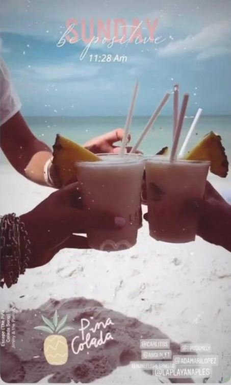 La celebración de Toni Costa en la playa. | Foto: Captura de Instagram/adamarilopez