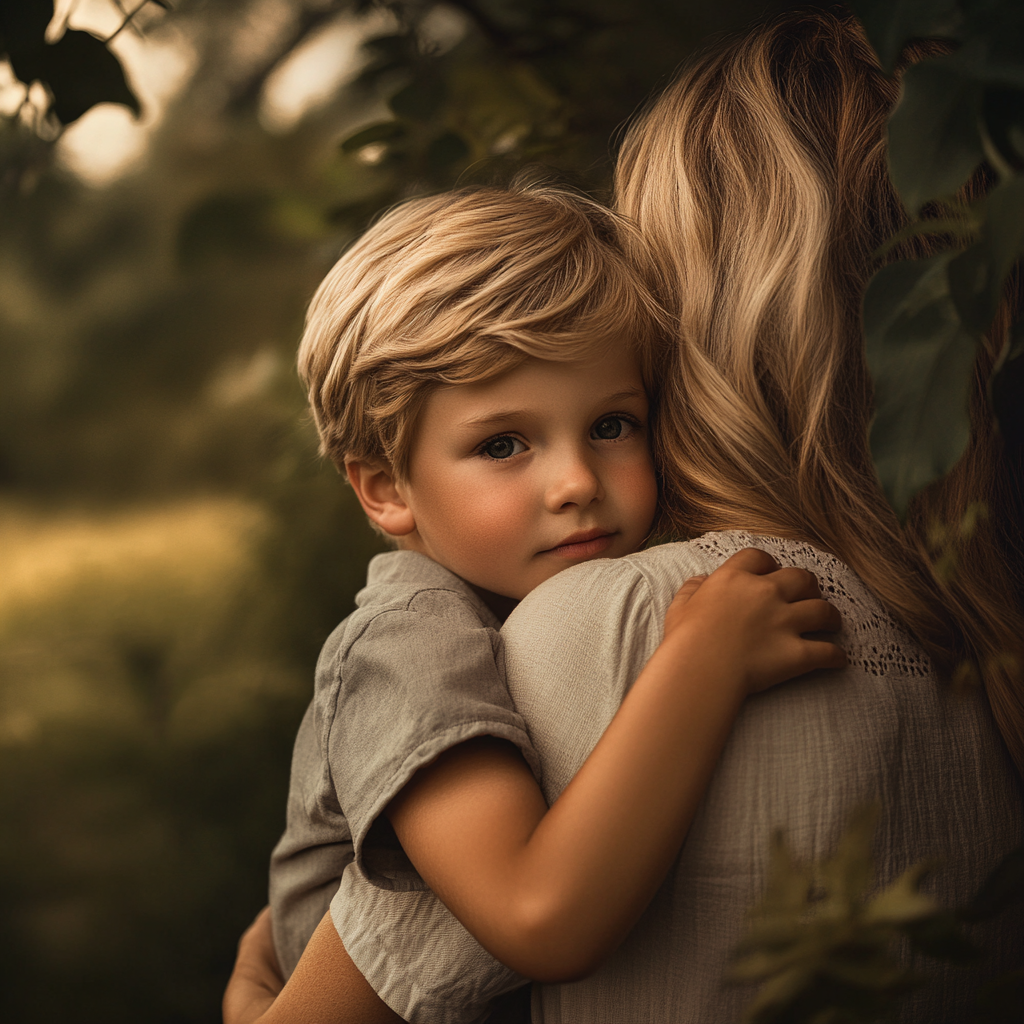 A boy hugging his mother | Source: Midjourney