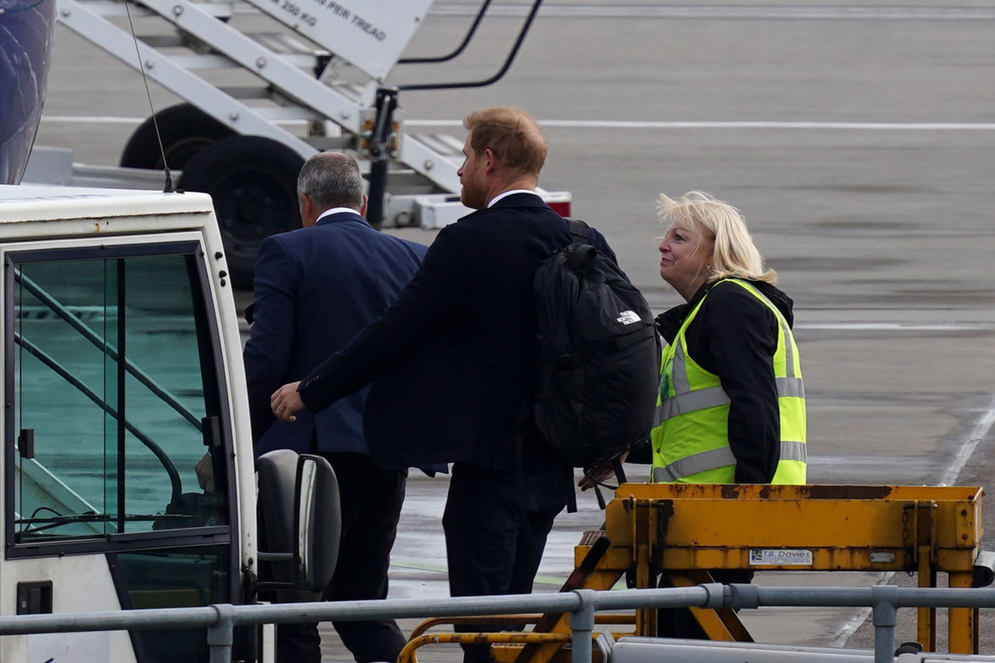 Prince Harry boards a flight at Aberdeen Airport on September 9, 2022, in Aberdeen, United Kingdom | Source: Getty Images