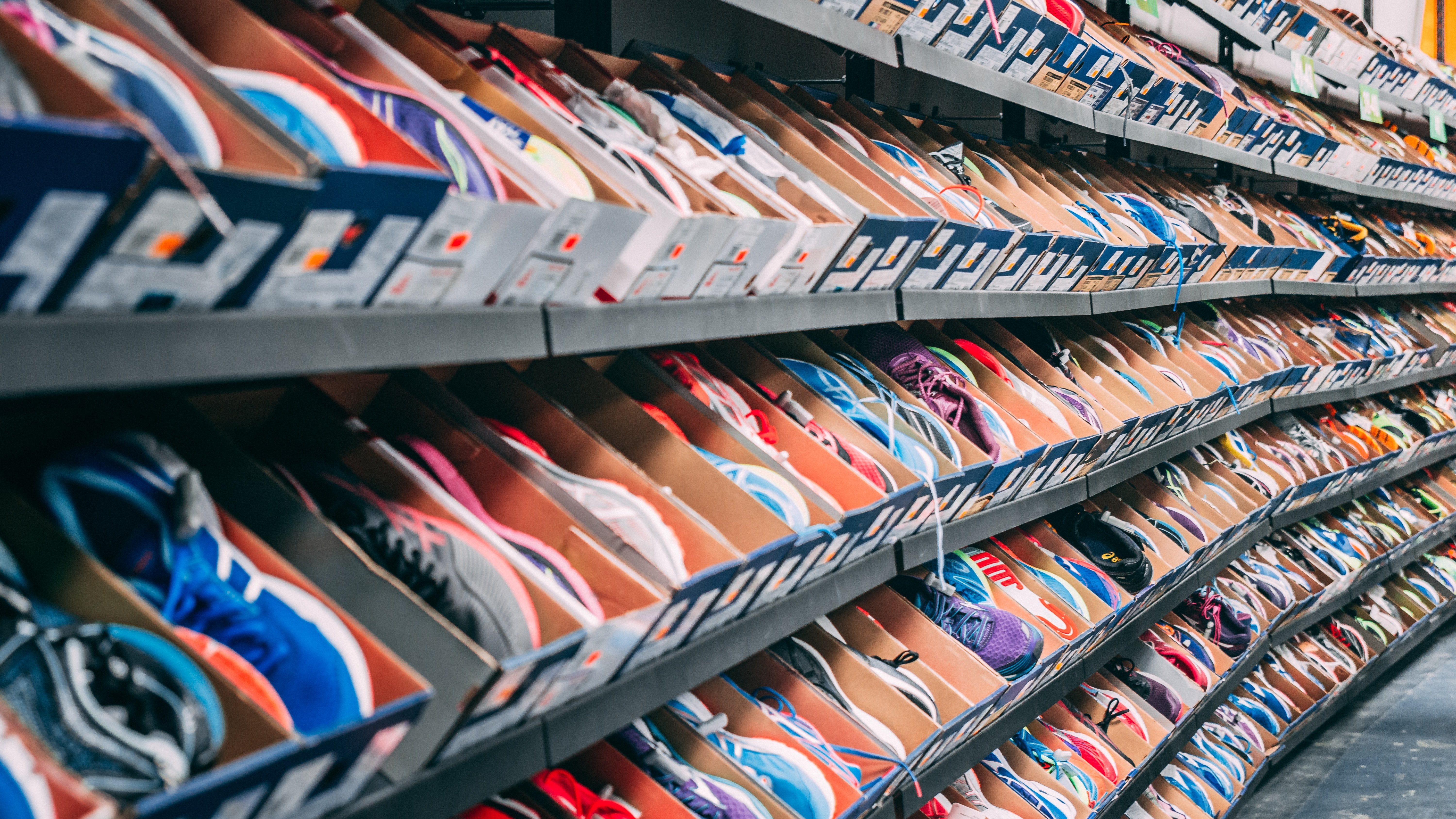 Shoes lined up in a store. | Source: Unsplash