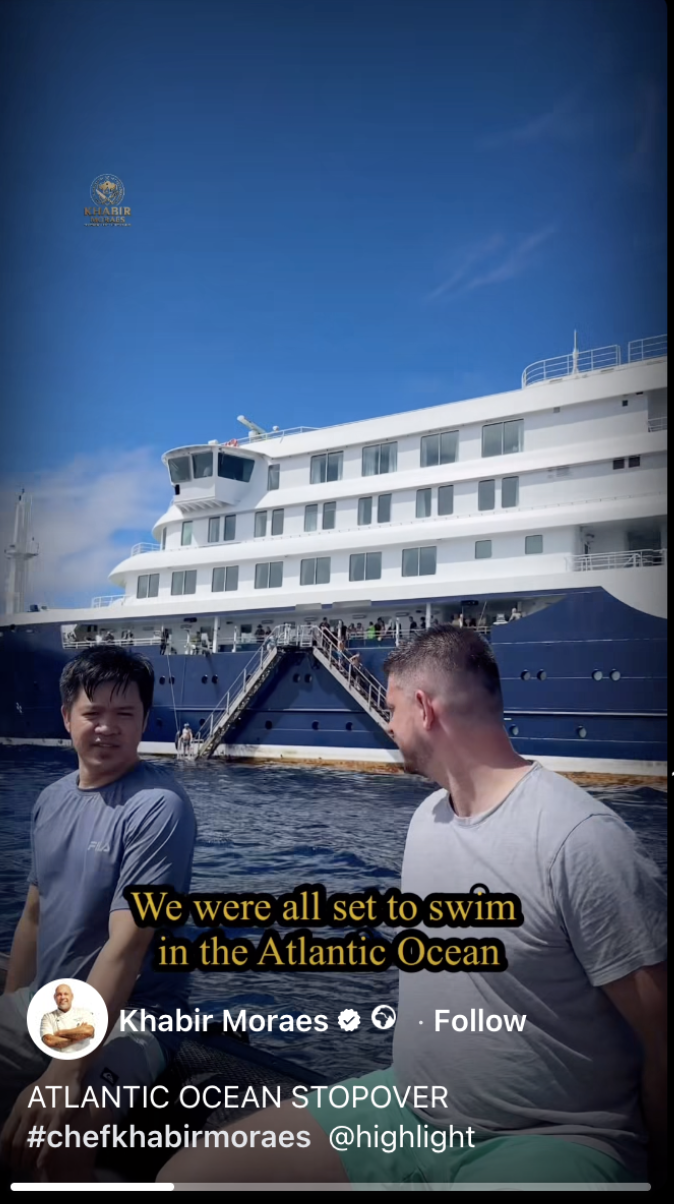A photo showing passengers on the cruise ship at sea before the outbreak, taken from a video posted on May 1, 2026 | Source: Facebook/khabir.moraes