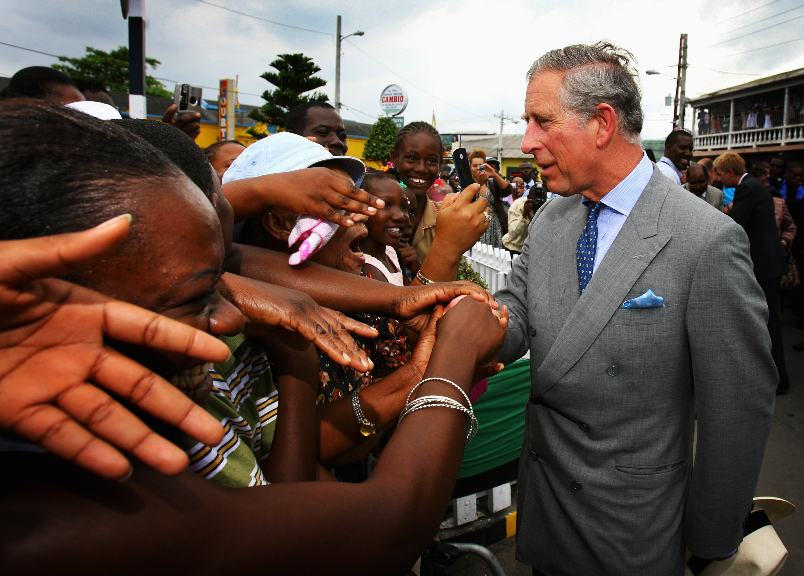 King Charles III tours the historic town of Falmouth, Jamaica, on March 13, 2008 | Source: Getty Images