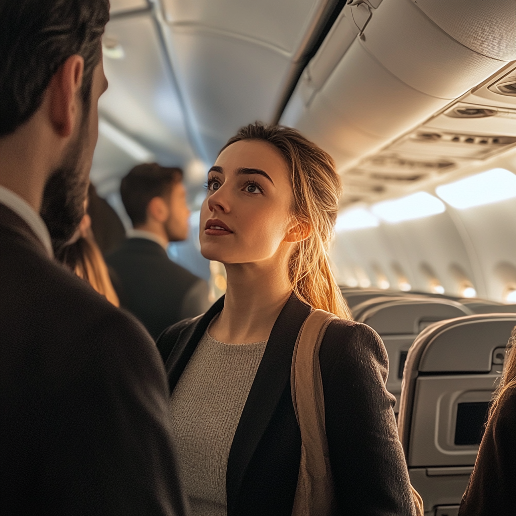 People having a conversation in a plane | Source: Midjourney