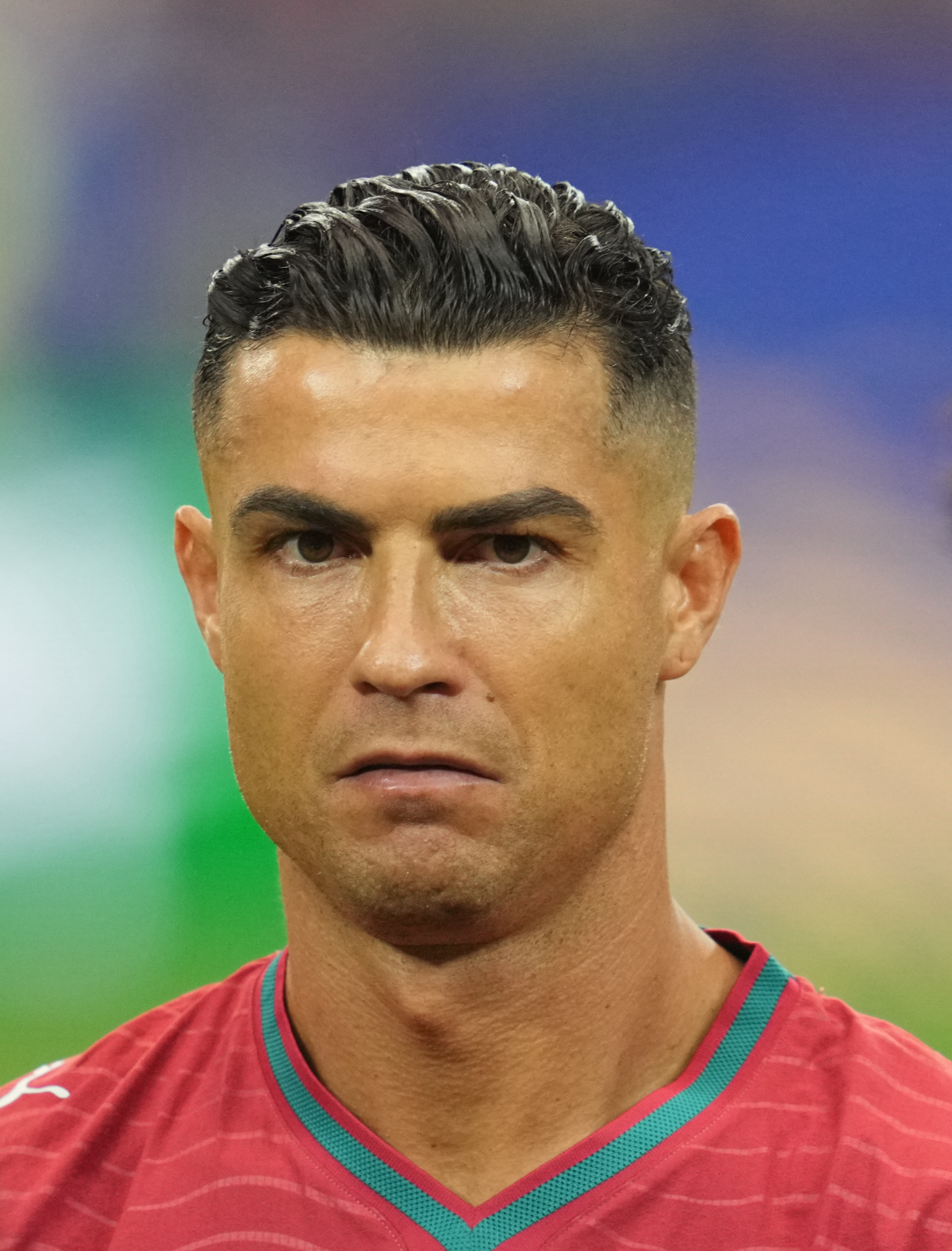 Cristiano Ronaldo was photographed during Portugal's clash against Spain. Captured with a serious expression during the match, the close-up offered another look at the veteran forward's defined facial structure and smooth forehead, details that fueled widespread online debate about whether cosmetic treatments may have contributed to his changing appearance.