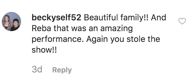 A fan praises Reba McEntire after her son Shelby Blackstock shares a backstage picture from the CMA's, on November 13, 2019 | Source: Shelby Blackstock