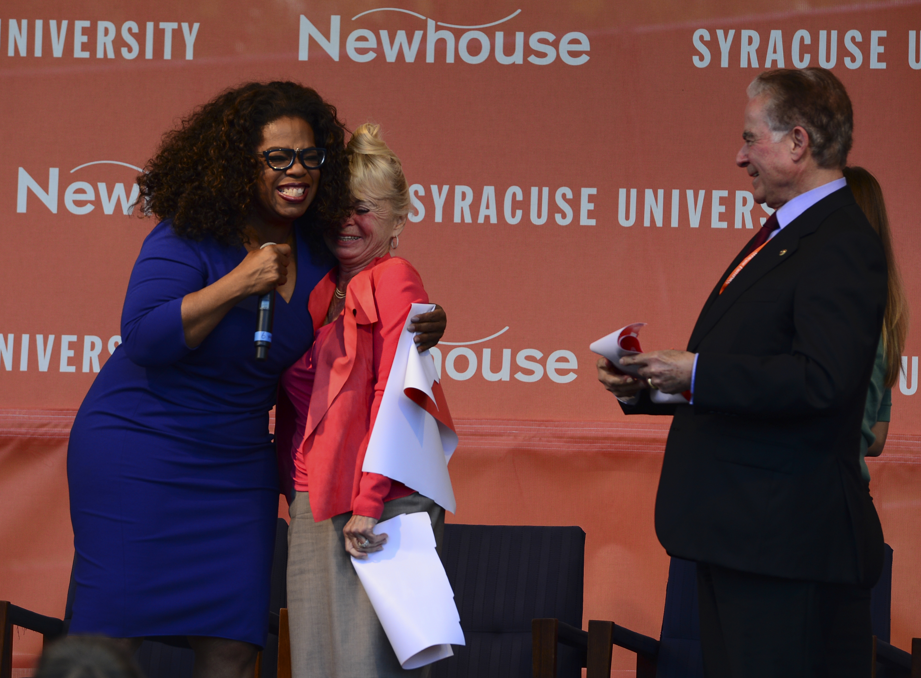 Oprah Winfrey, Kari Clark, and Alan Gerry on September 29, 2014 in Syracuse, New York | Source: Getty Images